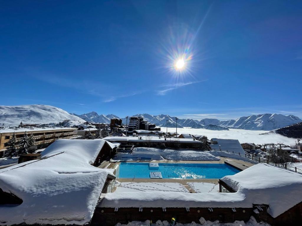 Superbe Studio Avec Vue Exceptionnelle Alpe d'Huez Exteriör bild